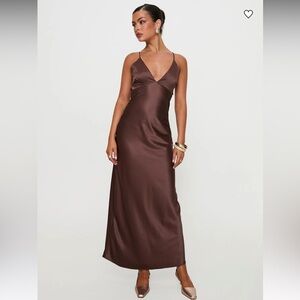 Princess Polly Angels Only Maxi Dress Chocolate Size 8